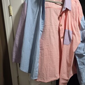 Colorblock Button-Up Shirt Size Xxl